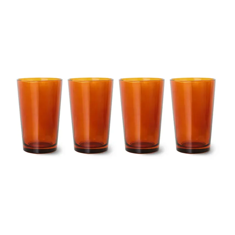 HKliving 70's glassware Teeglas 20 cl 4er Pack Amber brown von HKliving – Produktfoto