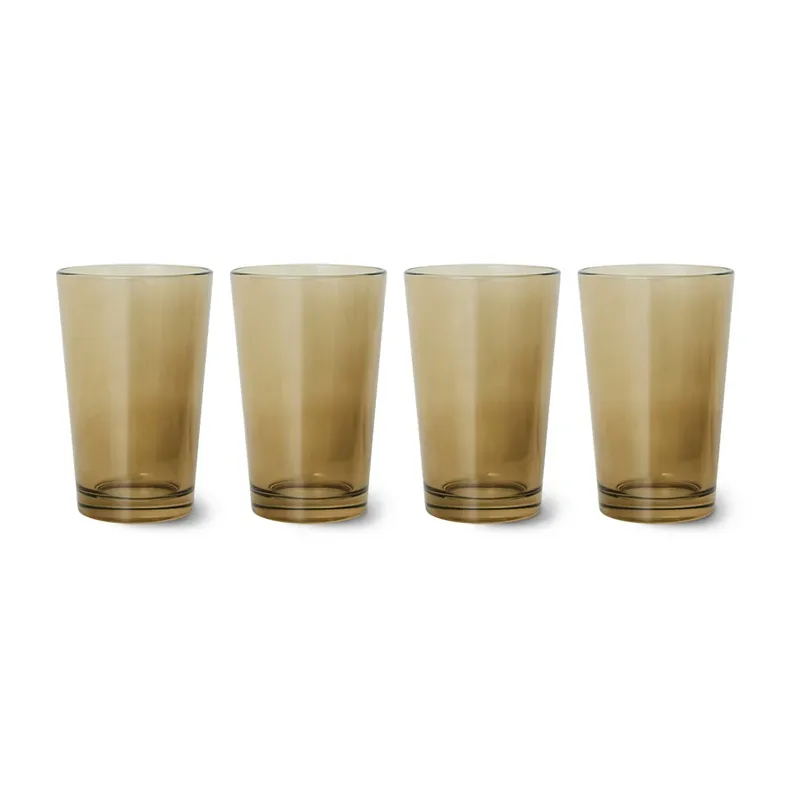 HKliving 70's glassware Teeglas 20 cl 4er Pack Mud brown von HKliving – Produktfoto