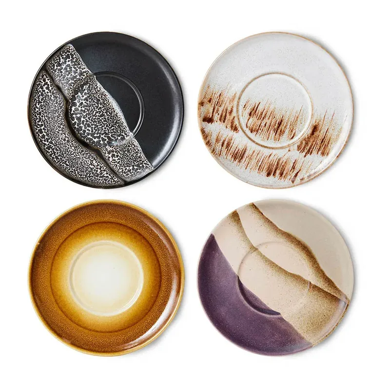 HKliving 70's Kaffeeteller Ø13cm 4 Teile Mutli by HKliving – product photo