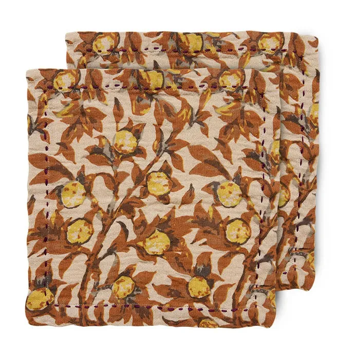 Mediterranean Baumwollserviette 30 x 30cm 2er Pack Tangerine de HKliving – photo du produit