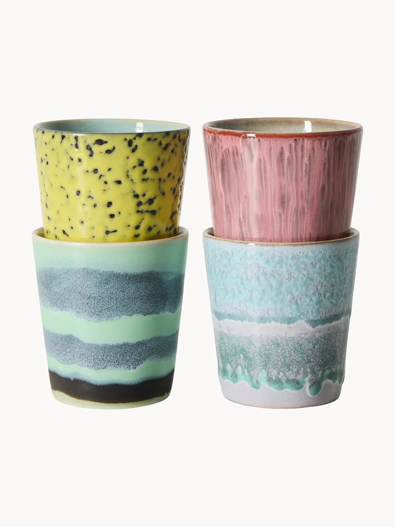 Reactieve glazuur bekers jaren 70, 4-delig by HKliving – product photo