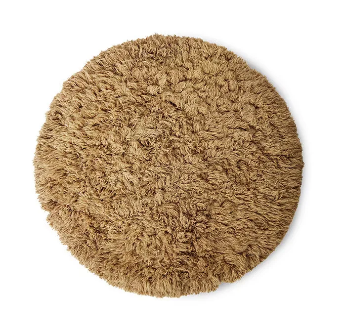 Rond Vloerkleed Fluffy Wol - Caramel - Ø200 cm van HKliving – productfoto