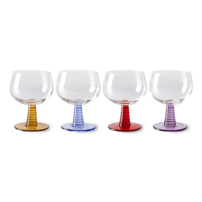 Swirl Weinglas Niedrig 4er-Pack 35 cl Mix by HKliving – product photo