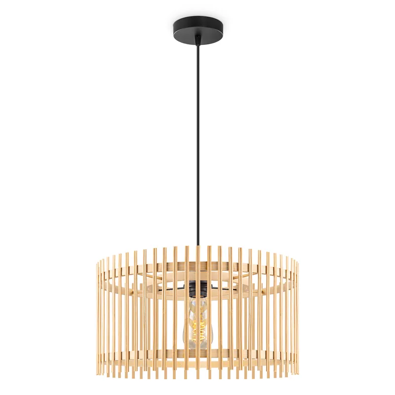 Boheemse Hanglamp - Bamboe Lampenkap - Rond - Beige - Ø40 x 126 cm - E27 fitting - Ontworpen voor gebruik in slaapkamers en werkruimtes - Inclusief 1 meter kabel by Home Sweet Home – product photo