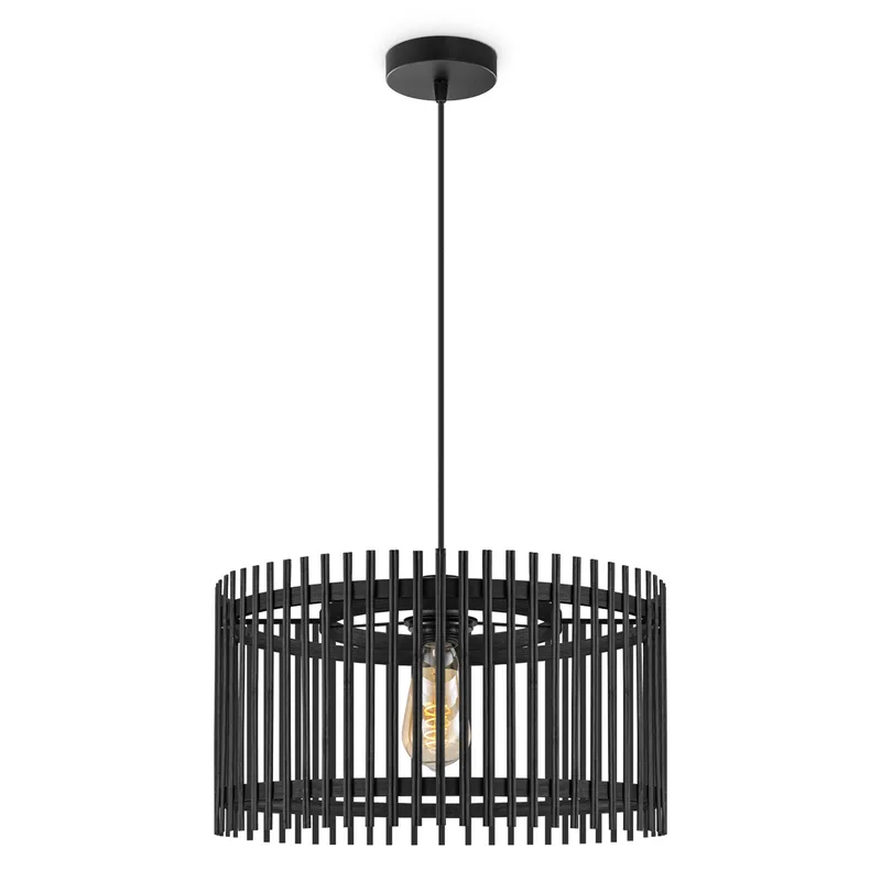 Boheemse Hanglamp - Bamboe Lampenkap - Rond - Zwart - Ø40 x 126 cm - E27 fitting - Ontworpen voor gebruik in slaapkamers en werkruimtes - Inclusief 1 meter kabel by Home Sweet Home – product photo