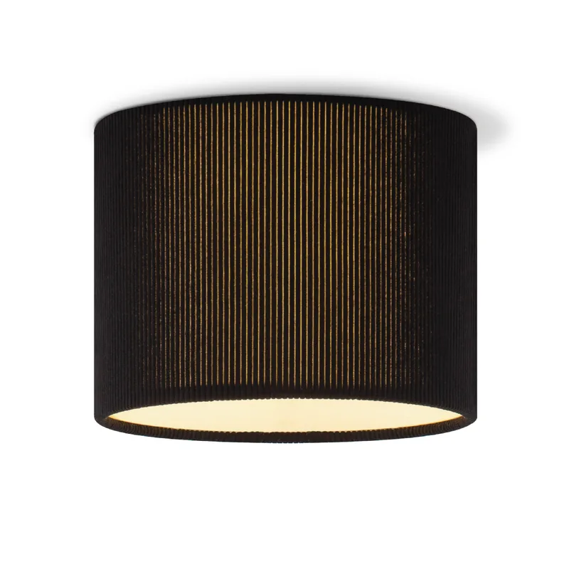 Corduroy Plafondlamp - Cilinder - Black - Scandinavische stijl - ø22 x 17 cm - E27 Fitting - Geschikt voor Woonkamers en slaapkamers by Home Sweet Home in Black – product photo