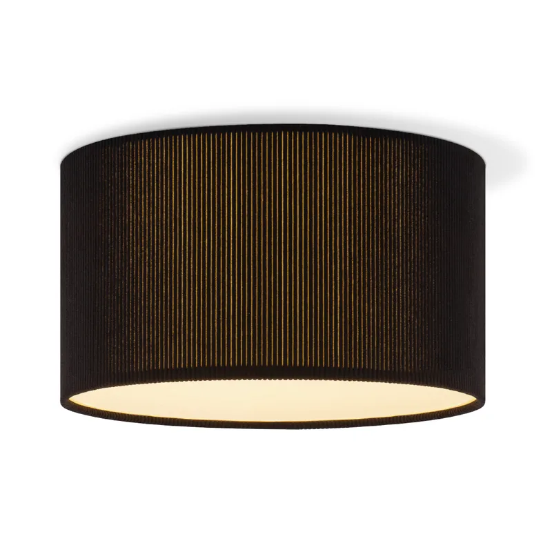 Corduroy Plafondlamp - Cilinder - Black - Scandinavische stijl - ø30 x 17 cm - E27 Fitting - Geschikt voor Woonkamers en slaapkamers by Home Sweet Home in Black – product photo