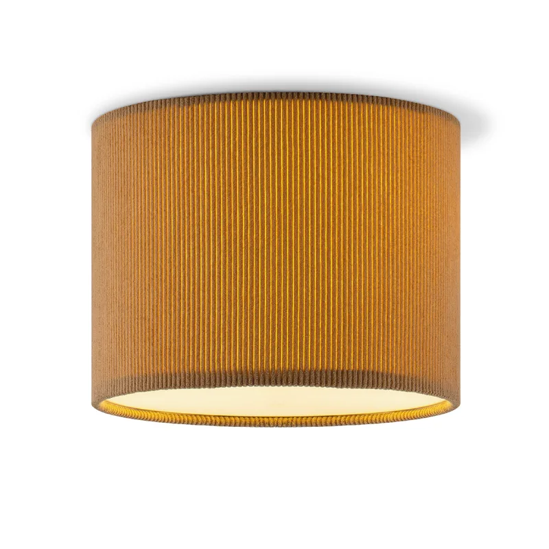 Corduroy Plafondlamp - Cilinder - Brown - Scandinavische stijl - ø22 x 17 cm - E27 Fitting - Geschikt voor Woonkamers en slaapkamers by Home Sweet Home in Brown – product photo