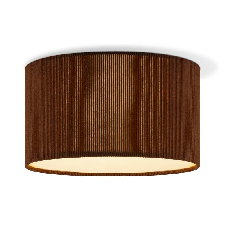 Corduroy Plafondlamp - Cilinder - Karamel - Scandinavische stijl - ø30 x 17 cm - E27 Fitting - Geschikt voor Woonkamers en slaapkamers by Home Sweet Home in Khaki – product photo
