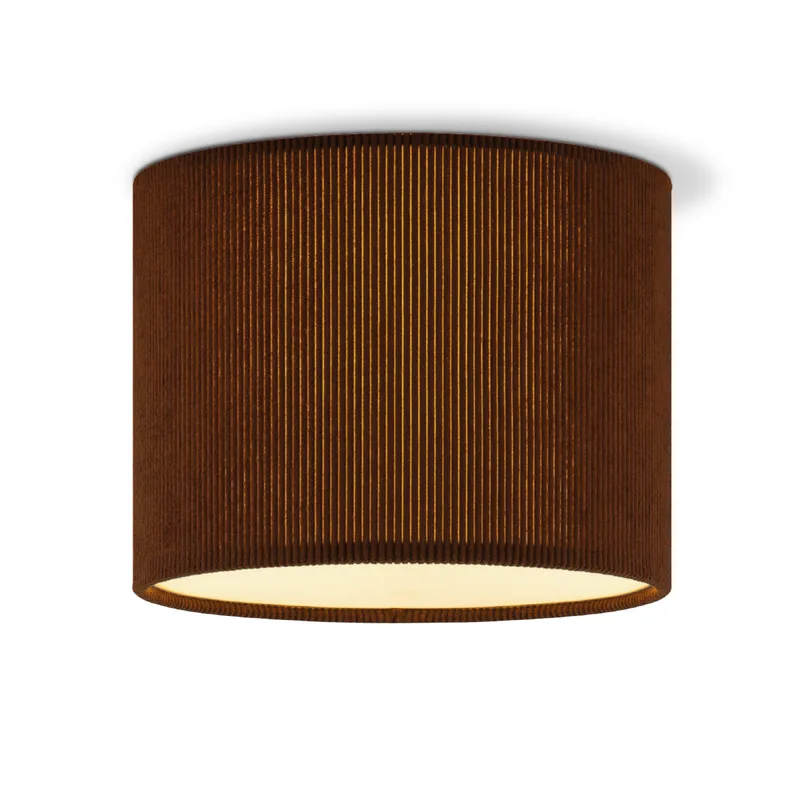 Corduroy Plafondlamp - Cilinder - Karamel - Scandinavische stijl - ø22 x 17 cm - E27 Fitting - Geschikt voor Woonkamers en slaapkamers by Home Sweet Home in Khaki – product photo