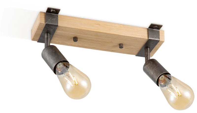 Denton plafondspot - 2-lichts - Bamboe - E27 by Home Sweet Home in Natuurlijk – product photo