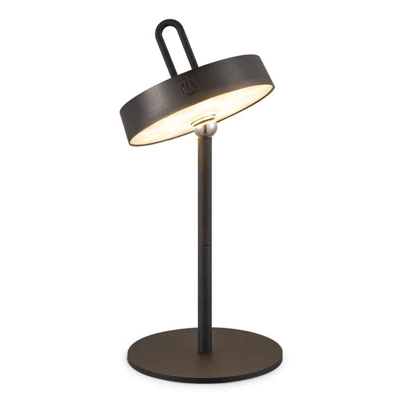 Draadloze Oplaadbare LED Tafellamp - Binnen & Buiten - Dimbaar - ø12.8 x 29 cm - Warmwit licht - 3000mAh de Home Sweet Home en Noir – photo du produit