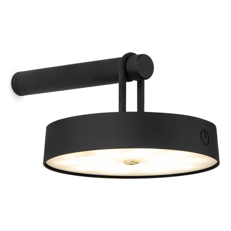 Draadloze Oplaadbare LED wandlamp - Binnen & Buiten - Dimbaar - ø19 x 8.75 cm - Warmwit licht - 3000mAh de Home Sweet Home en Noir – photo du produit