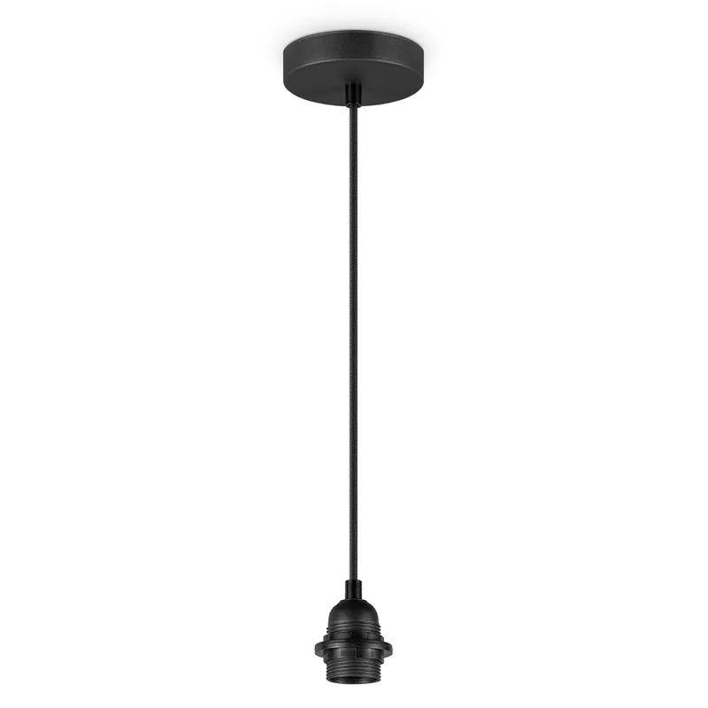 Fabric Hanglamp - 10/10/230 cm - inclusief de zwarte hanger en stoffen snoer - Met E27 lamphouder - Voor Lampenkap met doorsnede max.55cm - Voor Slaapkamers en Woonkamers de Home Sweet Home – photo du produit