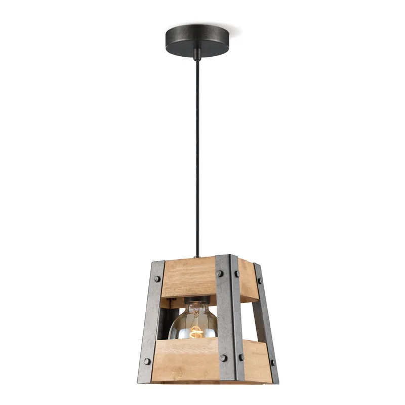 hanglamp Barn - hout/burned metal by Home Sweet Home in Dark grey – product photo