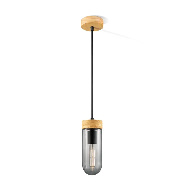 hanglamp Capri klein - hout/glas by Home Sweet Home in Smoke – product photo