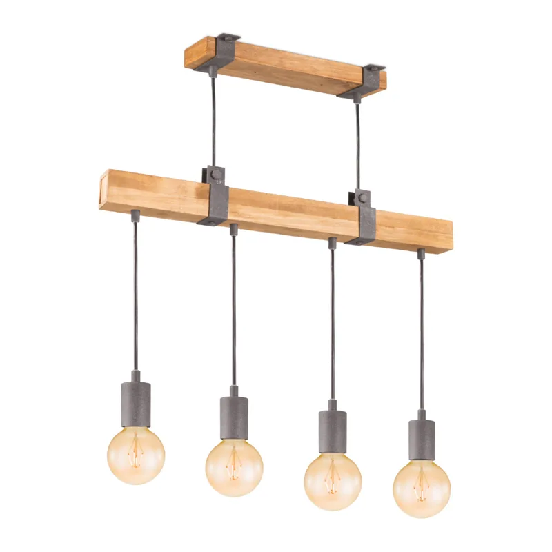 hanglamp Denton 4L - hout / burned metal van Home Sweet Home in Zwart – productfoto