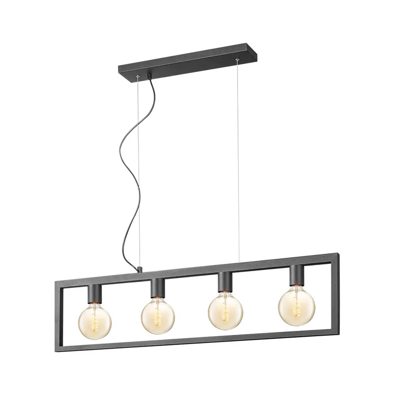 hanglamp Fito 4L rechthoek vlak van Home Sweet Home in Zwart – productfoto