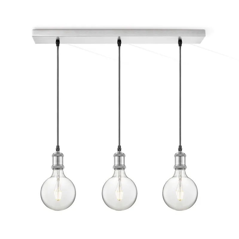 hanglamp pendel Vintage 3L Beam - mat staal de Home Sweet Home en Argent, Rvs – photo du produit
