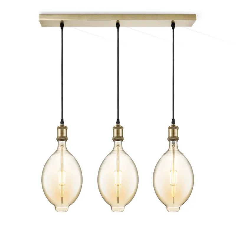 hanglamp Vintage 3L Beam Oval - amber de Home Sweet Home en Bronze – photo du produit