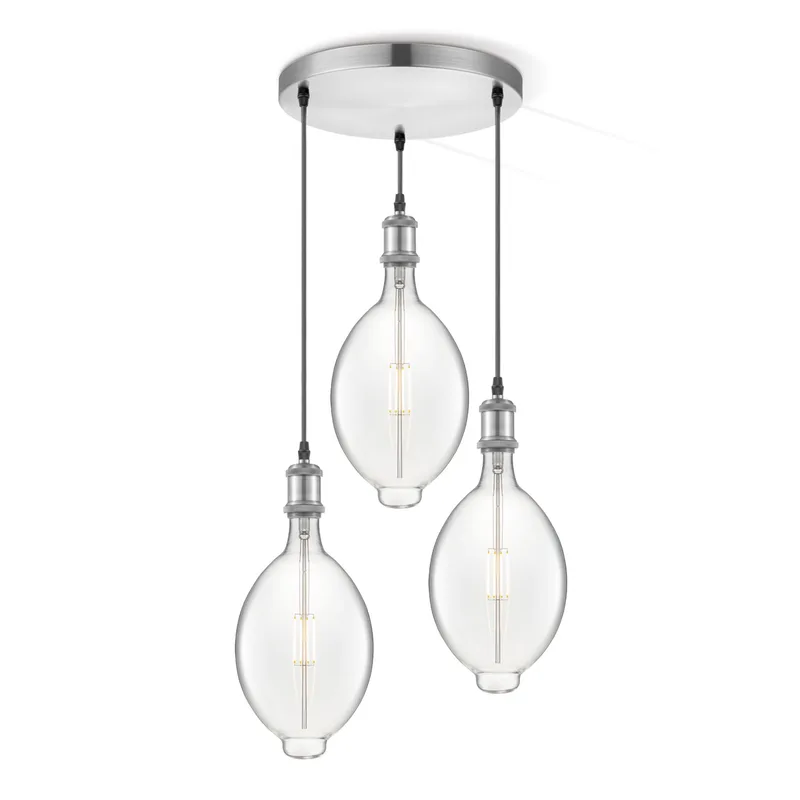 hanglamp Vintage 3L Oval - helder by Home Sweet Home in Silver, Rvs – product photo