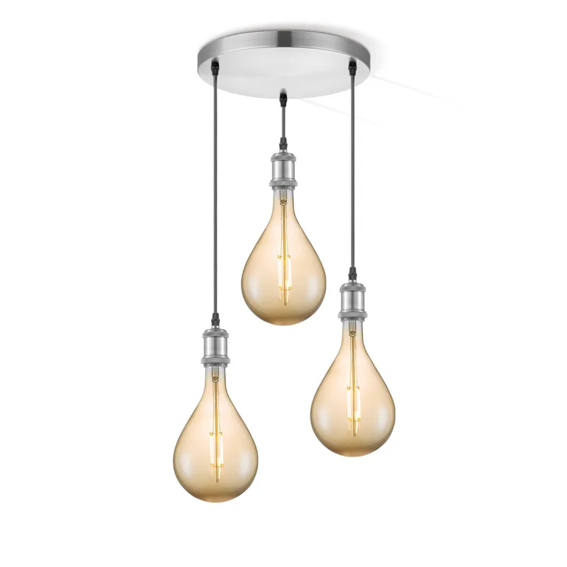 hanglamp Vintage 3L Pear - amber by Home Sweet Home in Silver, Rvs – product photo