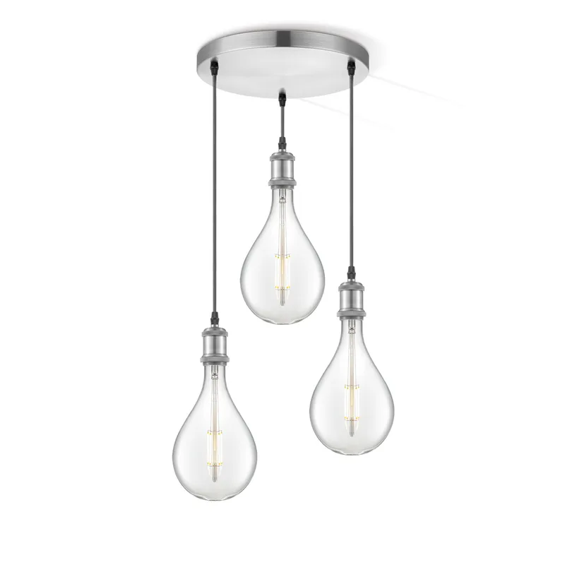 hanglamp Vintage 3L Pear - helder by Home Sweet Home in Silver, Rvs – product photo