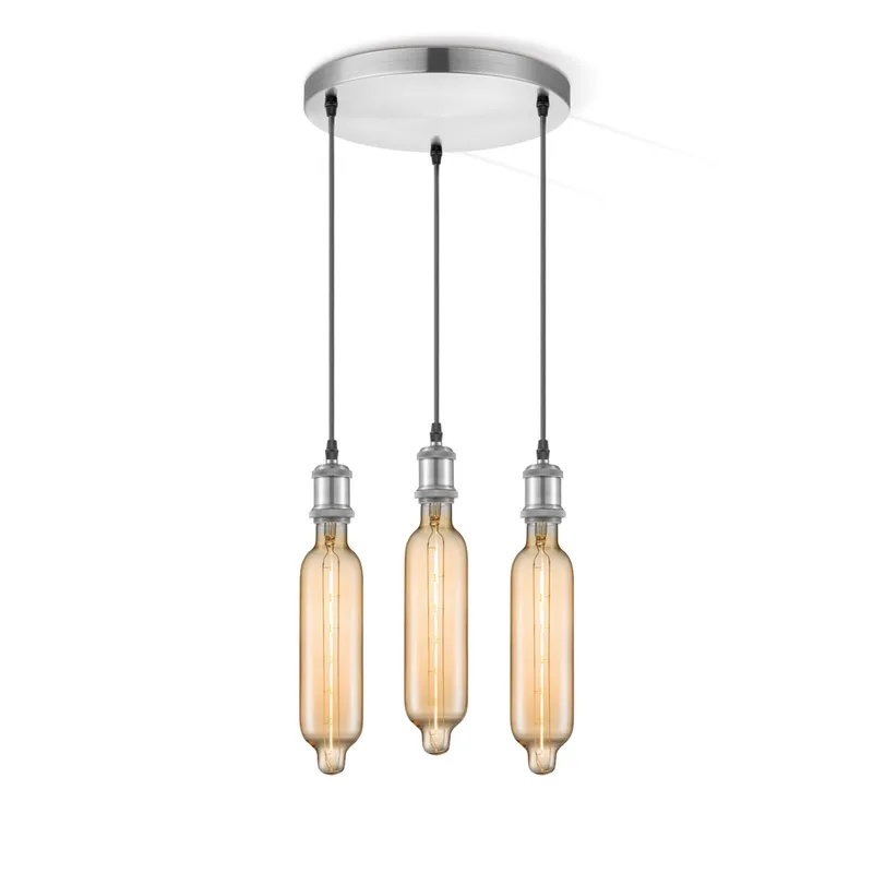 hanglamp Vintage 3L Tube - amber by Home Sweet Home in Silver, Rvs – product photo