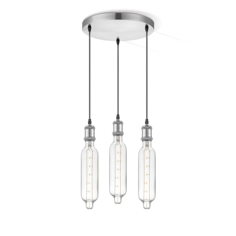 hanglamp Vintage 3L Tube - helder by Home Sweet Home in Silver, Rvs – product photo