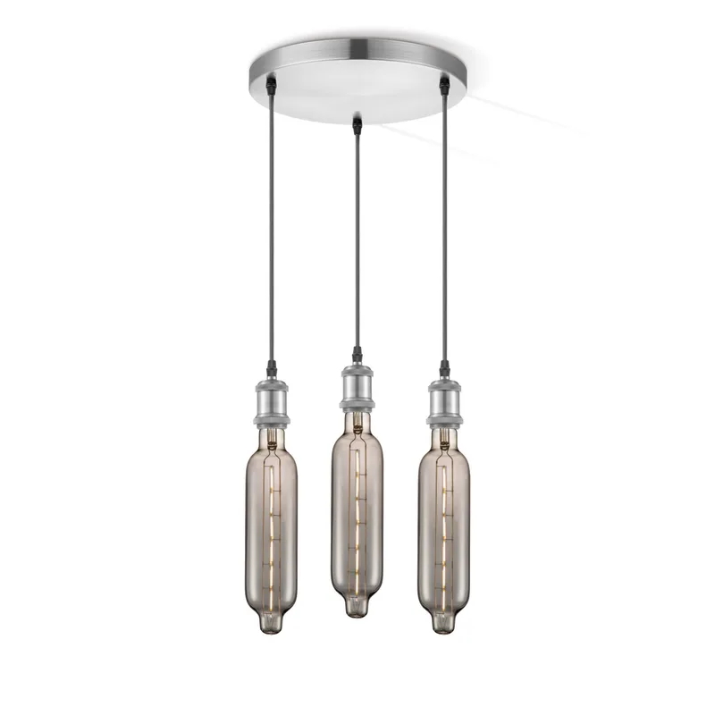 hanglamp Vintage 3L Tube - smoke by Home Sweet Home in Silver, Rvs – product photo