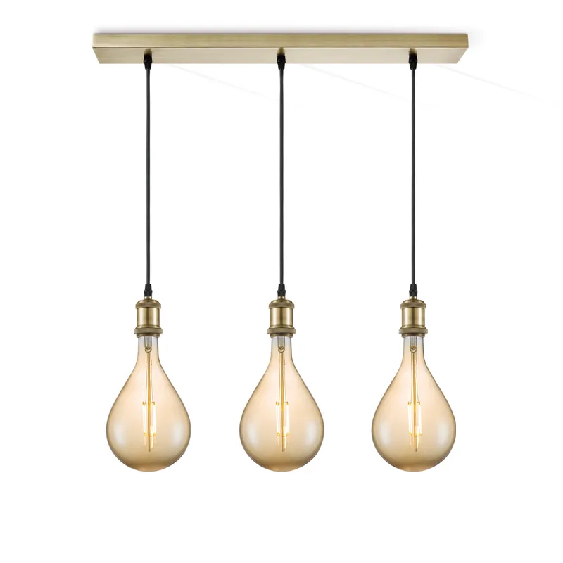 hanglamp Vintage brons 3L Beam Pear by Home Sweet Home in Amber – product photo