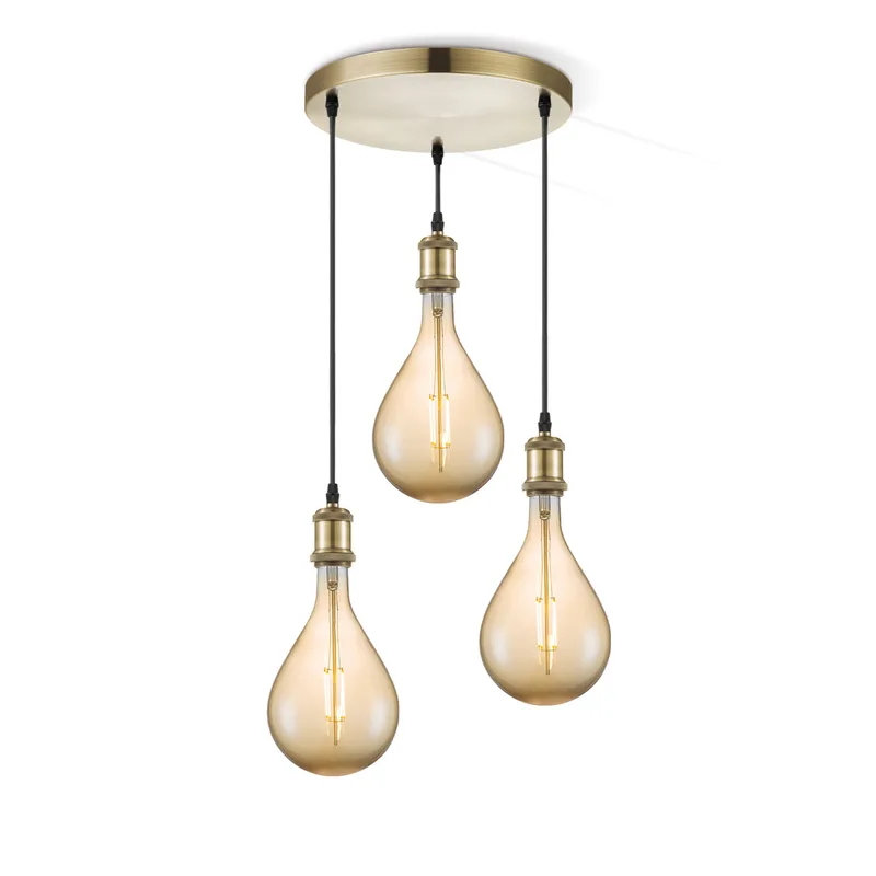 hanglamp Vintage brons 3L Pear by Home Sweet Home in Amber – product photo
