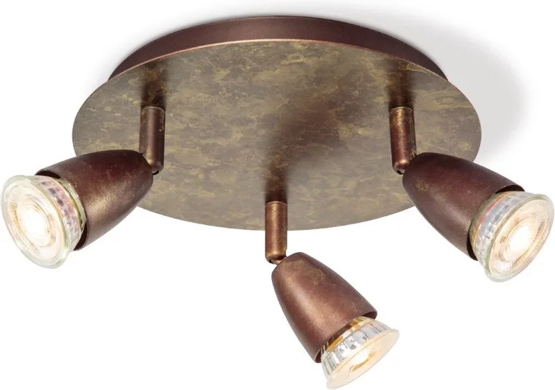 Klassieke LED Opbouwspot Curl - 22/22/13.5 - 3 lichts plafondspot - Dimbaar - inclusief LED lichtbron - GU10 fitting - 5W de Home Sweet Home en Bronze – photo du produit