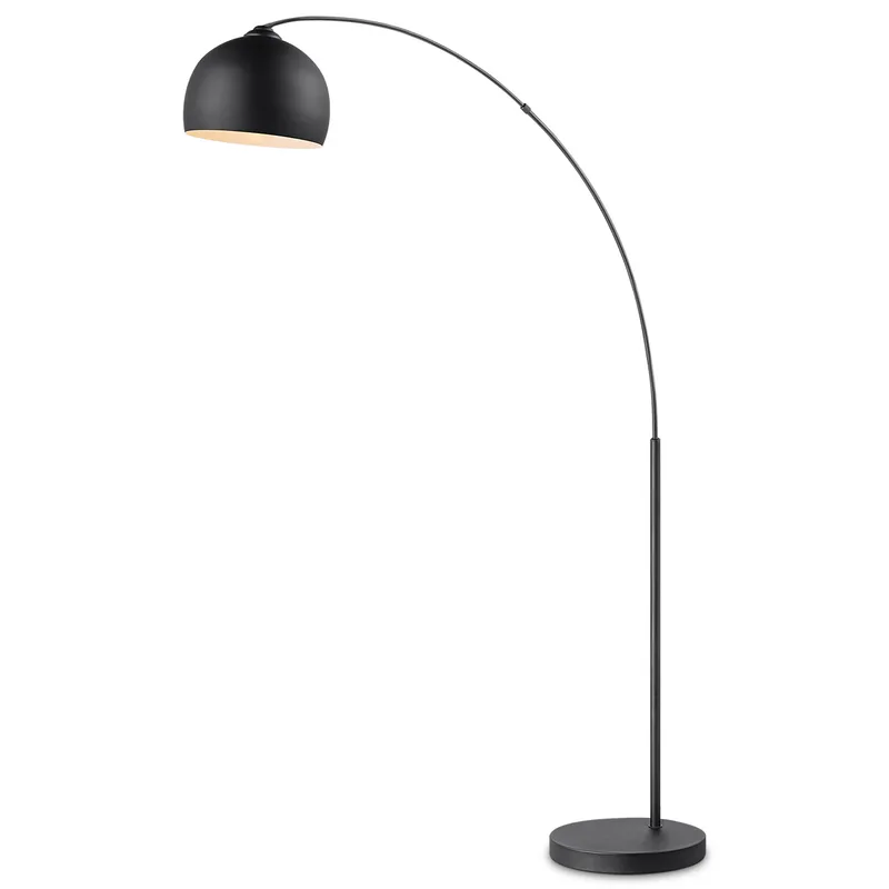 Klassieke metalen Booglamp - Staande Lamp met Lampkenkap - Zwarte - 109/31.5/172cm - Inclusief LED E27 Lichtbron 9W 806Lm - met Voetschakelaar - voor Slaapkamers en Thuiskantoren de Home Sweet Home en Noir – photo du produit