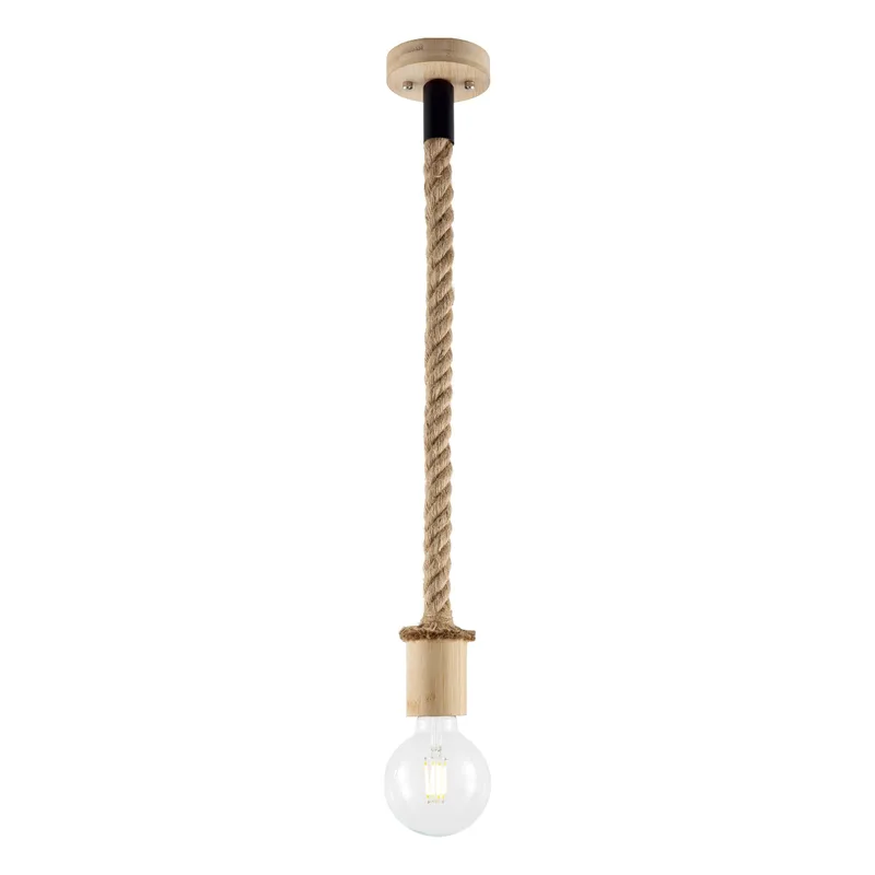 Landelijke Hanglamp Leonardo - hanglamp gemaakt van Touw - 11/11/115cm - geschikt voor E27 LED lichtbron - Pendellamp geschikt voor woonkamer, slaapkamer en keuken de Home Sweet Home en Beige – photo du produit