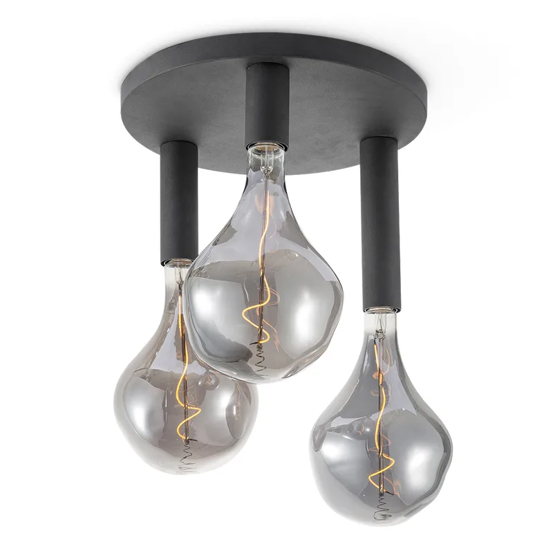LED Plafondlamp Rond - Ø35cm - Metaal - 3 Hoogtes tot 23cm - Modern Design - set met 3 E27 Lamphouder - Voor Woonkamer en Slaapkamer en by Home Sweet Home in Black – product photo