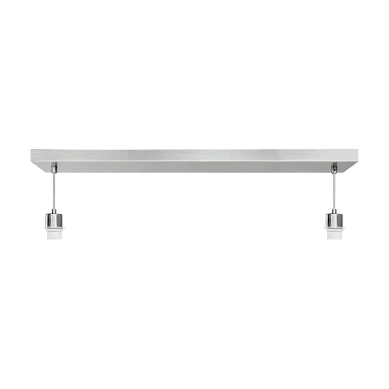 Metalen hanglamp – Matte satijna – 55/9,5/70-112,5 cm –2 lichtpunten - Geschikt voor E27 LED-lampen – Voor woonkamer, eetkamer van Home Sweet Home in Zilver – productfoto