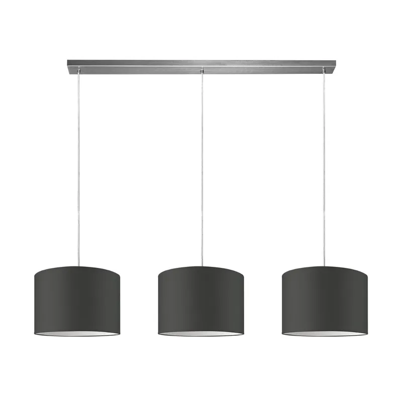 Moderne hanglamp Bling - antraciet - verlichtingspendel Beam inclusief 3 lampenkappen lampenkap 30/30/20cm - pendel lengte 100 cm - geschikt voor E27 LED lamp - Pendellamp geschikt voor woonkamer, slaapkamer, keuken van Home Sweet Home in Donkergrijs – productfoto