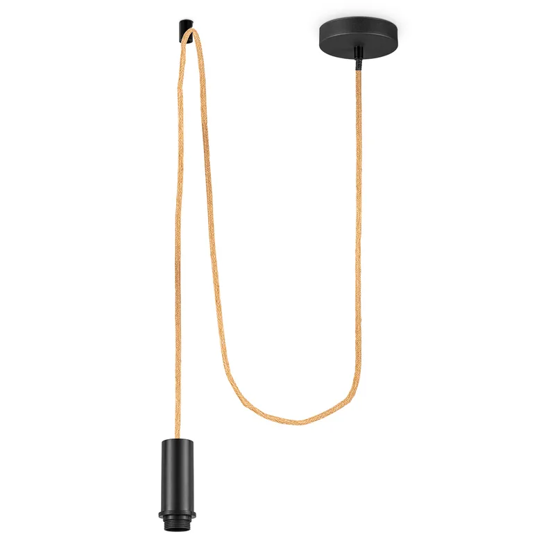 Moderne Hanglamp - Twine - 10/10/230 cm - Plafondkap in Zwart Metaal - set met E27 Lampfittingen - voor Lampenkap met doorsnede max.55cm - voor Slaapkamer en Woonkamer fra Home Sweet Home – produktbillede