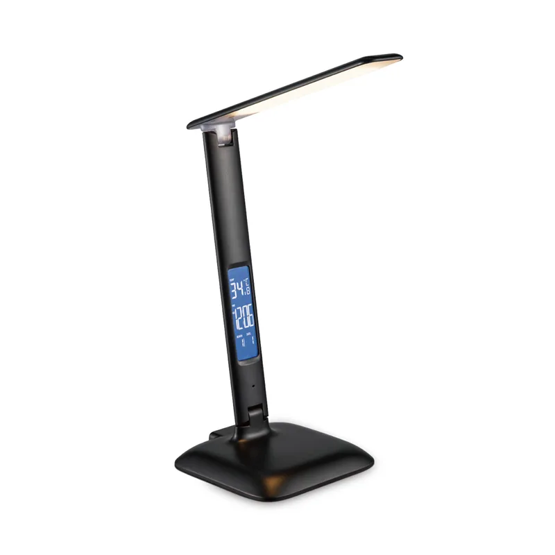 Moderne Led Bureaulamp Clock - 26/15/33.5cm - verstelbare LED Leeslamp met schakelaar - LED geintegreerd - 6W CCT 820lm dimbaar - geschikt voor thuiskantoor, thuiswerkplek en werkruimte thuis van Home Sweet Home in Zwart – productfoto