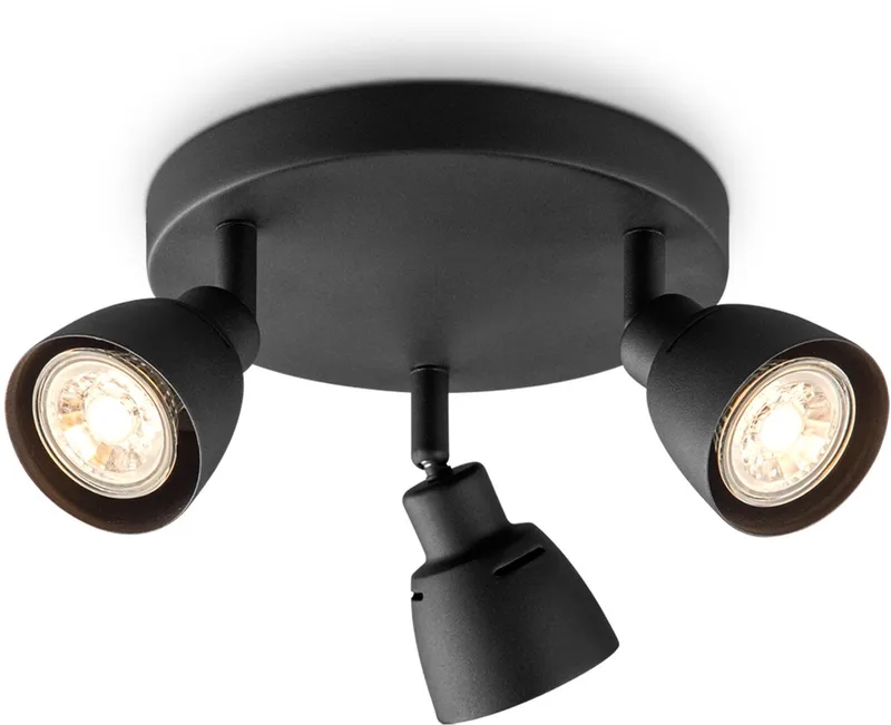 Moderne LED Opbouwspot AKA - 19/19/13.5cm - 3 lightchts plafondspot - gemaakt van metaal - voor Woonkamer en Slaapkamer de Home Sweet Home en Noir – photo du produit