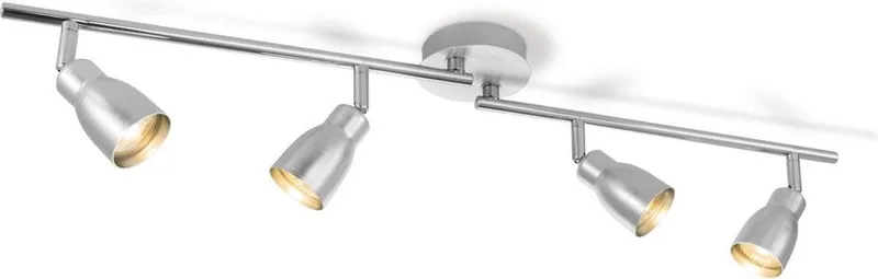 Moderne LED Opbouwspot Alba - 81/9/17cm - 4 lichts plafondspot - Dimbaar - inclusief LED lichtbron - GU10 van Home Sweet Home in Geborsteld staal – productfoto