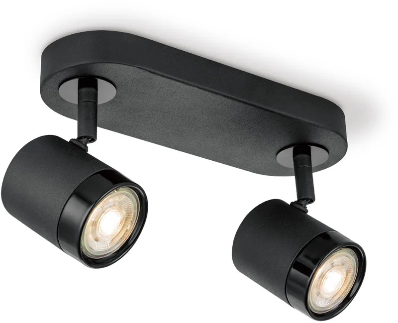 Moderne LED Opbouwspot Manu - 24/9.5/15cm - 2 lichts plafondspot - gemaakt van metaal - voor Woonkamer en Slaapkamer från Home Sweet Home i Svart – produktbild