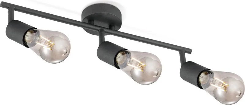 Moderne LED Opbouwspot Mello - 45.5/11.5/16cm - 3 lichts plafondspot - Dimbaar - inclusief LED lichtbron - E27 fitting van Home Sweet Home in Zwart – productfoto