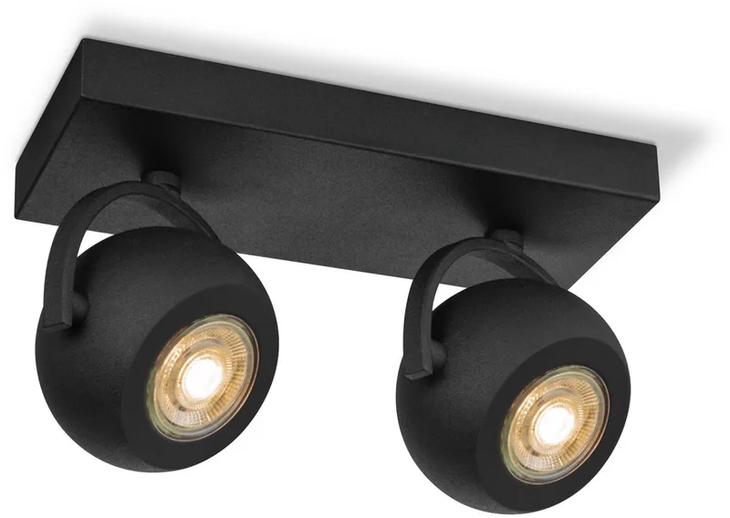 Moderne LED Opbouwspot Nop - 23/23/14cm - 2 lichts plafondspot - gemaakt van metaal - voor Woonkamer en Slaapkamer de Home Sweet Home en Noir – photo du produit