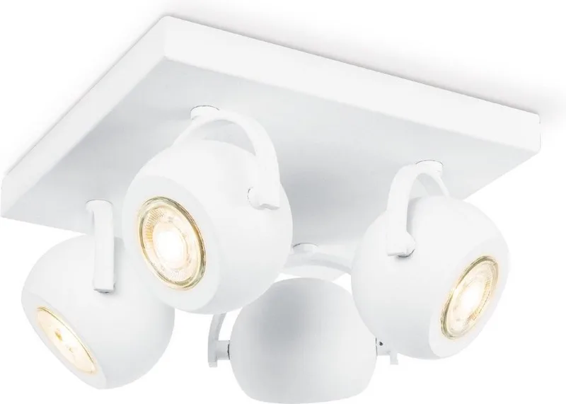 Moderne LED Opbouwspot Nop - Wit - 23/23/14cm - 4 lichts plafondspot - Dimbaar - inclusief LED lichtbron - GU10 fitting - 5W 390lm 3000K - warm wit licht - gemaakt van metaal från Home Sweet Home i Vit – produktbild