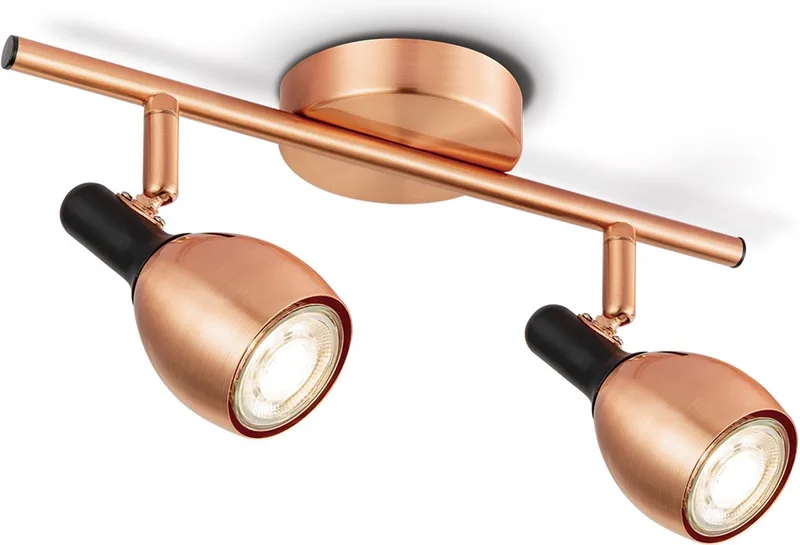 Moderne LED Opbouwspot Novi - 32/9.5/16cm - 2 lichts plafondspot - Dimbaar - inclusief LED lichtbron - GU10 fitting - 5W van Home Sweet Home in Koper – productfoto