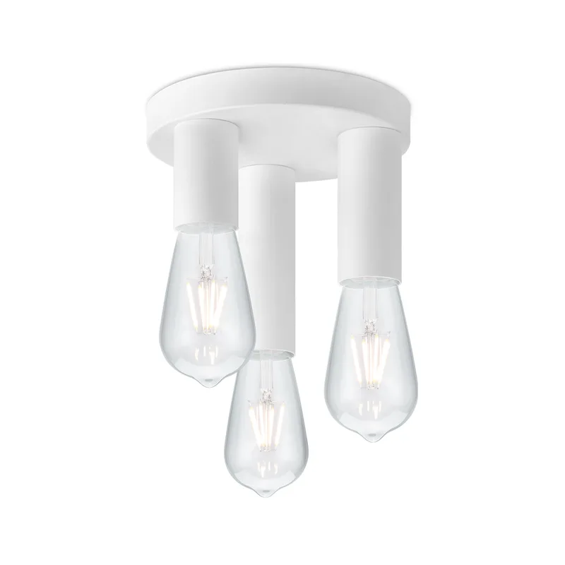 Moderne LED Plafondlamp Marna - Rond - 19/19/16.5cm - geschikt voor E27 fitting - 3 lichts Plafondlamp gemaakt van metaal van Home Sweet Home in Wit – productfoto