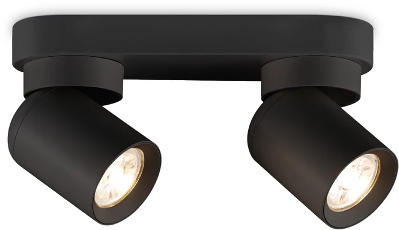 Moderne LED Rond Opbouwspot Swing - 22/10/10cm - 2 lichts plafondspot - gemaakt van metaal - voor Woonkamer en Slaapkamer van Home Sweet Home in Zwart – productfoto