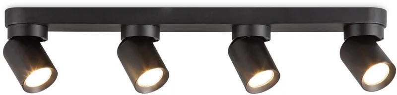 Moderne LED Rond Opbouwspot Swing - 60/10/10cm - 4 lichts plafondspot - gemaakt van metaal - voor Woonkamer en Slaapkamer van Home Sweet Home in Zwart – productfoto